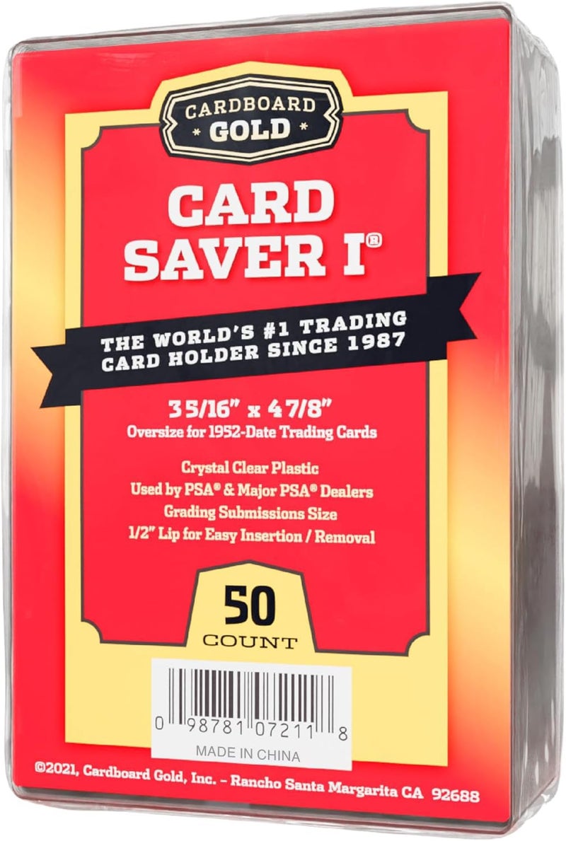 Cardboard Gold Card Saver 1 - 50 Count - Semi Rigid Card Holder, Trading Card Protectors - PSA-Approved Cardsaver for Baseball, Trading, Sports Cards - Card Sleeves, Binder, & Storage Box Compatible - Image 1
